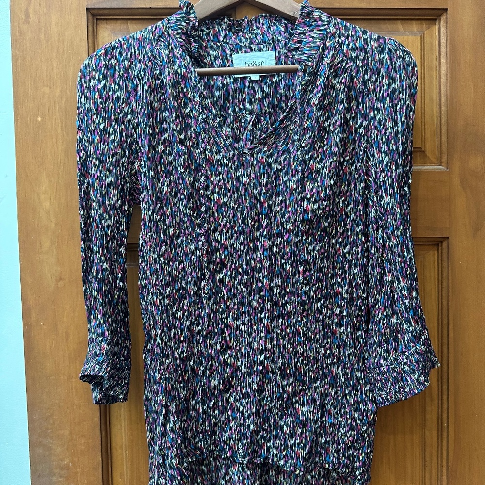 ba&sh Silk Metallic Dress Shirt